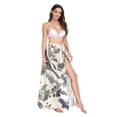 thumbnail image 2 of FORMRS Womens Long Sarong Beach Wrap Semi-Sheer Bikini Skirt Bathing Swimsuit Cover Up, Green Birds, 2 of 7