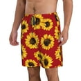 thumbnail image 2 of Kll Sunflowers On Red Men'S Casual Summer Beach Shorts Hawaiian Shorts With Pockets-3x-Large, 2 of 9