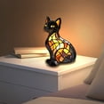 thumbnail image 5 of Leojiow Lamp Stained Retro Cats Stained Resin Tabletop Night Light 3D Cute Pet Led Table Light For Pet Lovers White 17Cm, 5 of 5