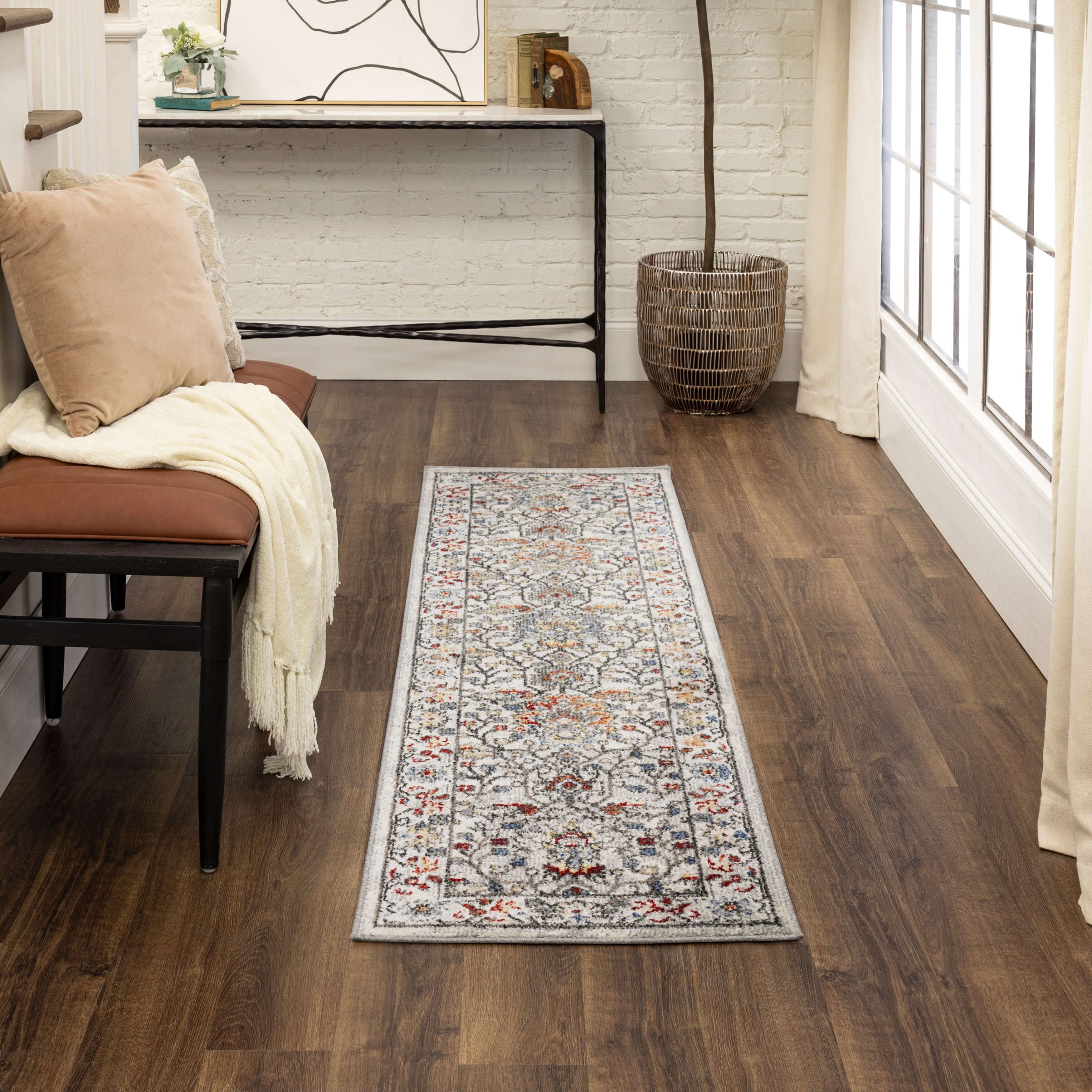 Mohawk Home Warrens Indoor Floral Area Rug, Grey, 1' 11" x 8'