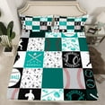 thumbnail image 2 of Manfei Teens Baseball Player Bed Sheets, Square Plaid King Sheets, Cartoon Sport Theme Sheet Set, Microfiber Bedroom Decor, 4 Pieces, 2 of 7