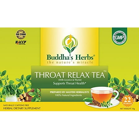 Buddha's Herbs Premium THROAT RELAX Herbal Tea - Caffeine Free (2 Pack (44 Tea