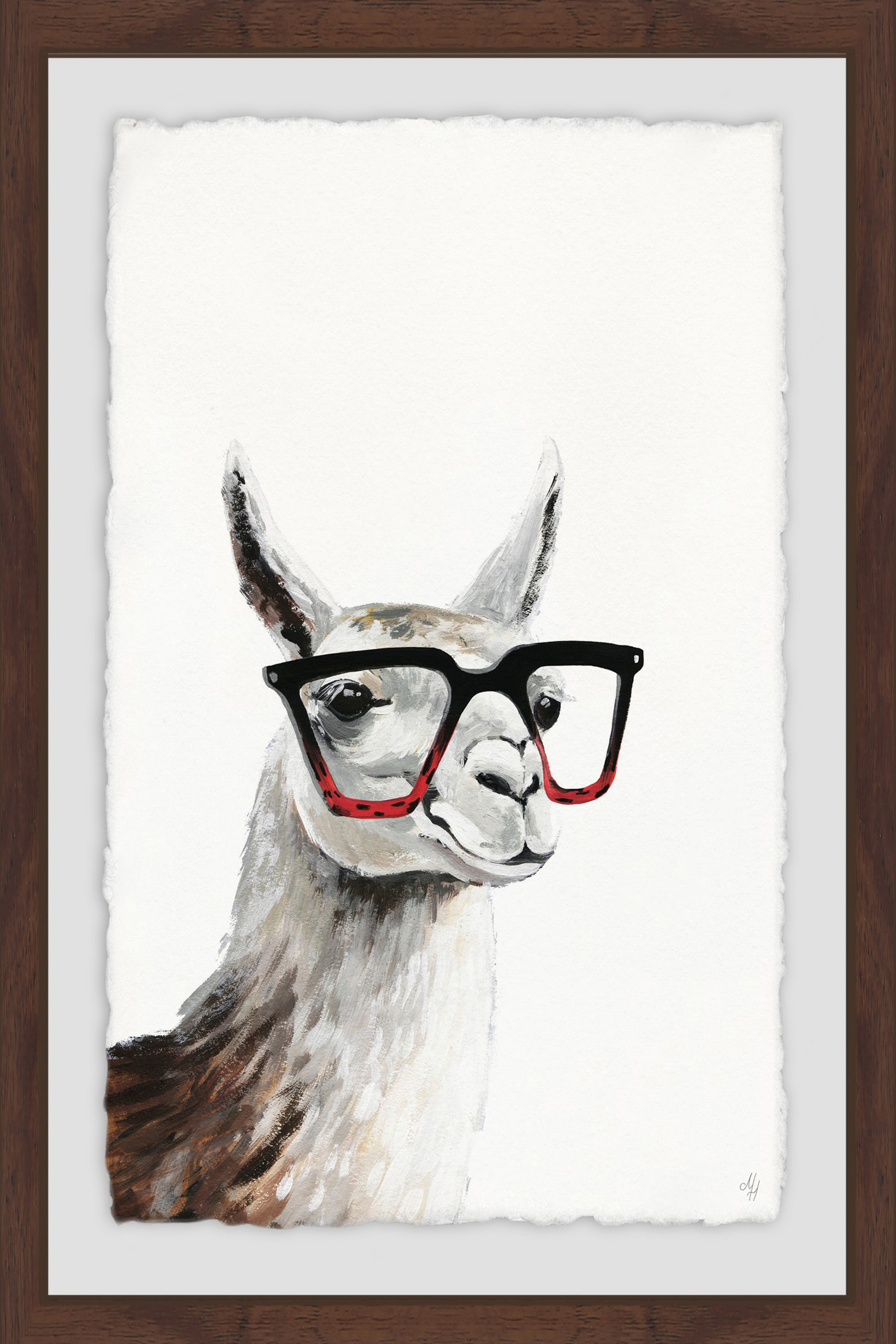Smart Llama Ii Framed Painting Art Print, 12.00" x 1.50"