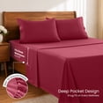 thumbnail image 5 of Lux Decor Collection King Size Sheet Set - 4 Pc King Bed Sheets Set - High GSM Brushed Microfiber Sheets - Up to 16 Inches Deep Pocket Bedding Sheets & Pillowcases, Burgundy, 5 of 10
