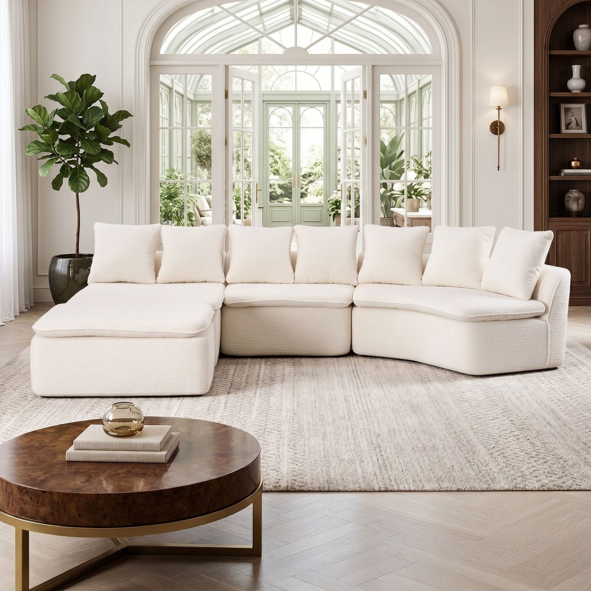 Sailvan 133" Modular U-Shaped Sectional Compression Sofa with Removable Recliner Module