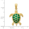thumbnail image 2 of 14K Yellow Gold Green Translucent Acrylic Sea Turtle Pendant, 2 of 2
