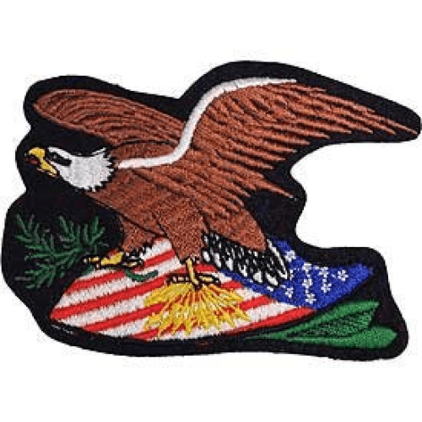 USA America Novelty Iron On Patch Eagle w/Olive Branch & USA Crest