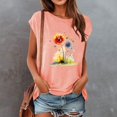 thumbnail image 3 of Gibobby Blusa de Trabajo de Manga Corta Mujeres Cap manga verano Casual Tops cuello en V Color sólido Casual camisas blusa holgada(Rosa,G), 3 of 4