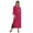 Magenta, variant on Moomaya Solid Rayon Kurta For Women bell Sleeve Drawstring Neck Long Ethnic Kurti