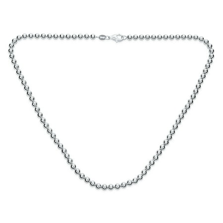 Bling Jewelry Womens Dainty Sterling Silver Petite 4MM Round Bead Station Ball Necklace Shinny