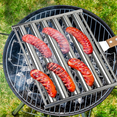 thumbnail image 6 of Hot Dog Roller for Girll Sausage Roller Stainless Steel Rack with Wood Handle & 4 BBQ Skewers Evenly Silver Stainless steel+beech, 6 of 6