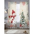thumbnail image 2 of Beige Christmas Sheer Curtains 84 Inch Length 2 Panels Set Window Treatments, Snowman Xmas Tree Coastal Snowflake Starfish Rod Pocket Semi Curtains for Living Room/Bedroom/Kitchen, 104"W x 84"L, 2 of 7