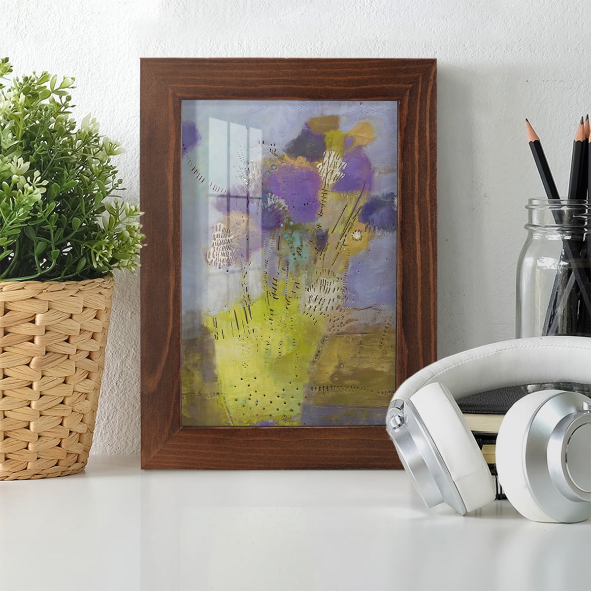 Blumen I -Framed Print w/glass-Chestnut