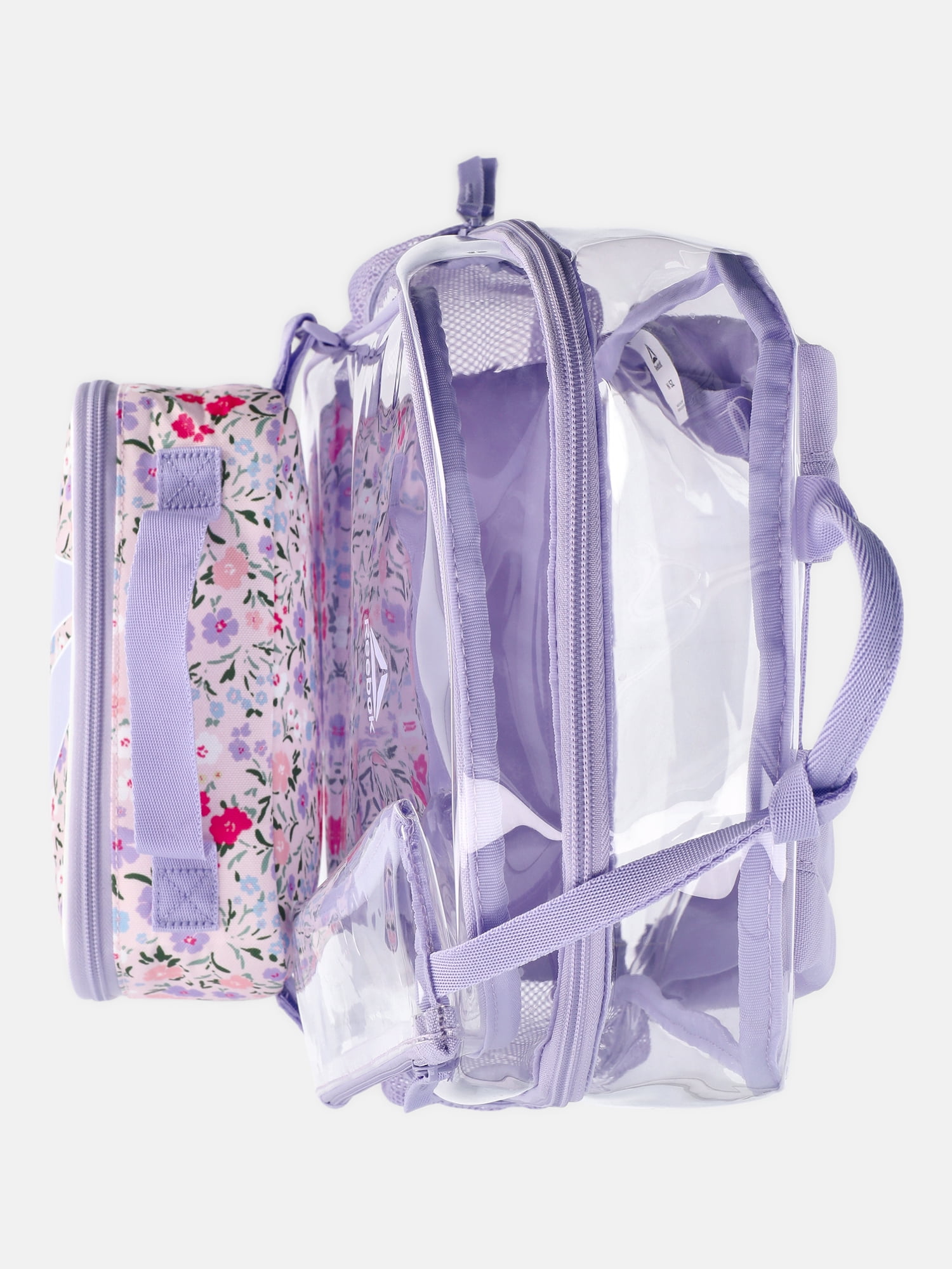 Reebok Kids' Dana17" Clear Backpack, Lunch Bag and Pencil Case Set, 3-Piece, Lavender