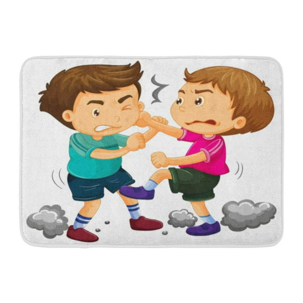 GODPOK Child White Fight Two Young Boys Fighting Kid Cartoon Rug Doormat Bath Mat inch GODPOK Child White Fight Two Young Boys Fighting Kid Cartoon Rug Doormat Bath Mat inch