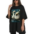 thumbnail image 4 of Plus Size Shirt for Women Black Tops for Women Short Sleeves Shirt for Women Swans T Shirt Crewneck Shirt for Women XL, 4 of 5