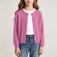 thumbnail image 6 of Agkizg Kids Girls Round Neck Knit Cardigan Long Sleeve Lightweight Open Front Coat with Pockets Solid Color Casual Comfortable Outerwear, 6 of 6