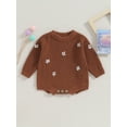 thumbnail image 2 of Liacowi Baby Boys Girls Sweatshirts Rompers Flower Print Crew Neck Long Sleeve Knit s Infant Fall Jumpsuits Newborn Casual One Piece Bodysuits 0-24M, 2 of 7
