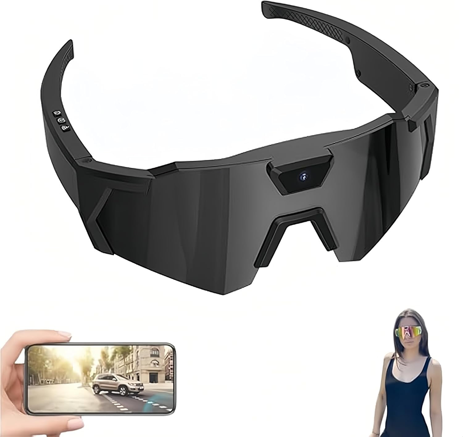 Groudchat JP1DV1 1080p HD Smart Glasses Temple Camera, Video
