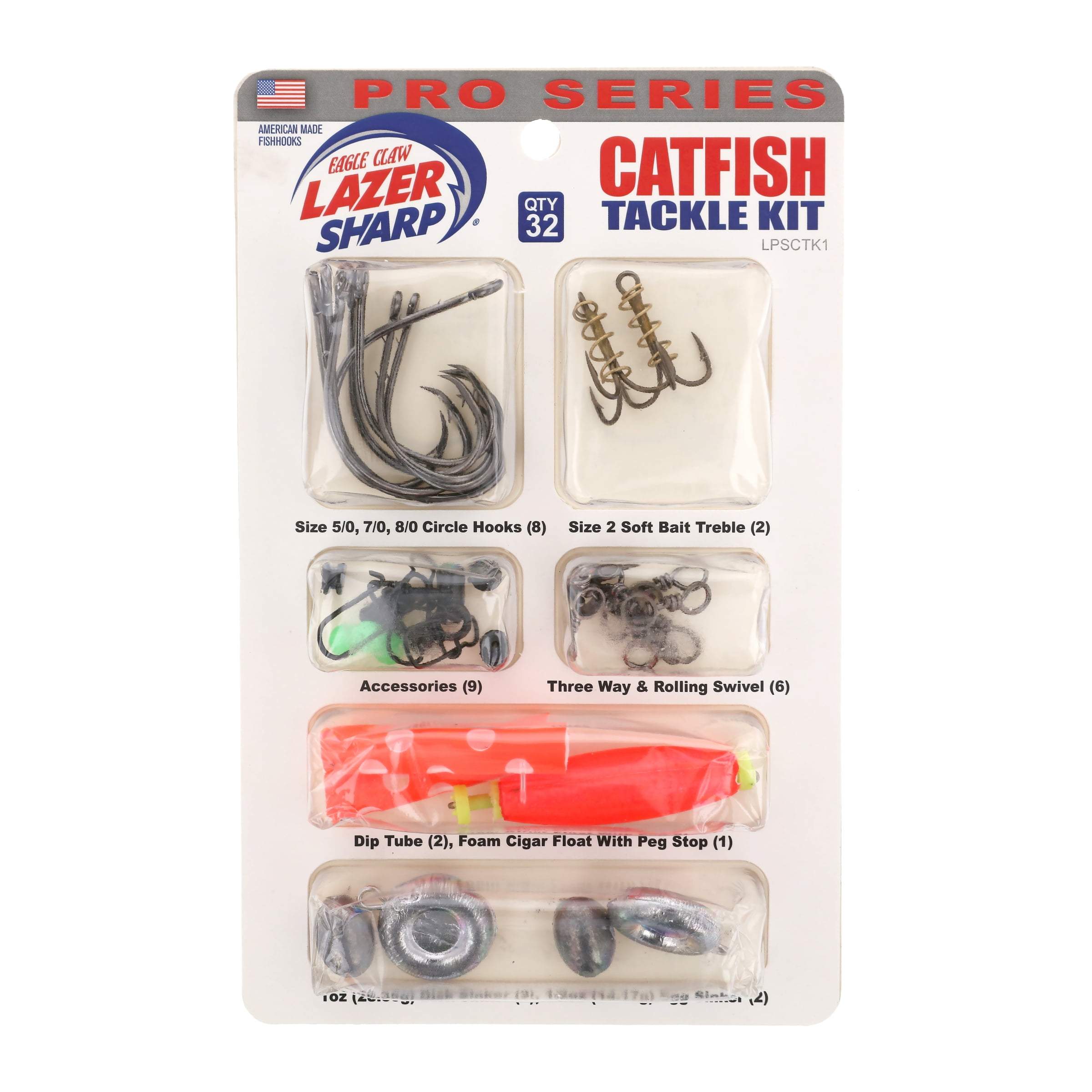 Lazer Sharp 32 Piece Pro Series Catfish Fishing Terminal Tackle