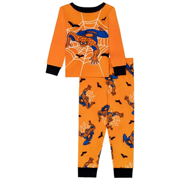 Marvel Boys Halloween Tight Fit Long Sleeve Top and Pant Pajama Set, 2-Piece, Sizes 4-12