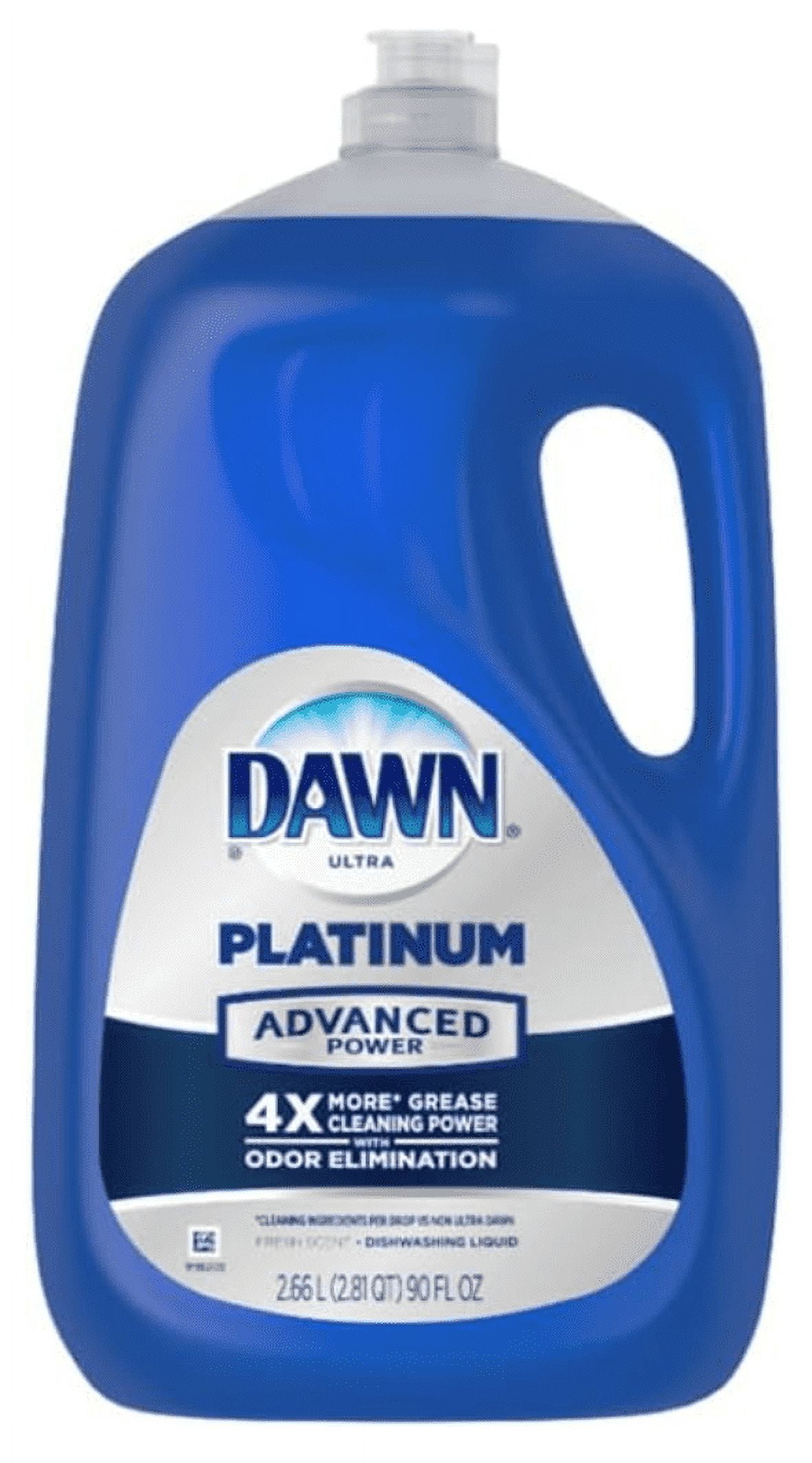 Dawn Platinum Dishwashing Liquid Refreshing Rain Scent 4X More Grease-Cleaning Power Odour Fighter 2.66 L 90 fl oz