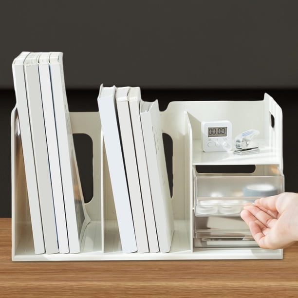 Estante de exhibición de almacenamiento de libros para niños, soporte organizador de libros, caja de almacenamiento soporte de libros portátil, para Blanco y claro perfecl Organizador de papelería
