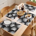 thumbnail image 5 of Black Palm Leaves Coastal Placemats Set of 12 Summer Tropical Botanical Boho Place Mats Indoor Wipeable Table Mats Washable Cloth Dining Table Placemats for Kitchen Holiday Party Decor 13x19 Inch, 5 of 9