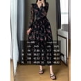 thumbnail image 2 of Women's V Neck Long Sleeve Floral Print Maxi Dress, Waist Tie Slim Fit Split Hem A-Line Chiffon Long Dress with Liner for Vacation Dating Outfit, 2 of 3
