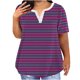 thumbnail image 1 of Blusas para las Mujeres Casual Oversized Rayas Impreso Botón Cuello en V Top, Tops Cortos para las Mujeres, 1 of 4