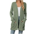 thumbnail image 2 of ChaoHeng Women's Fashion Brushed Stripe Long Sleeve Cardigan Coat,Womens Solid Color Sweatshirts Plus Size Fall(Green,S), 2 of 6