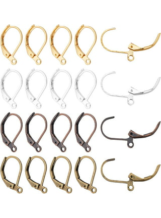 Beebeecraft 1 Box 50Pcs Leverback Earring Findings 24K Gold Plated French  Earring Hooks 16X10mm Ear Wire Clip Earring Connector for Jewelry Making