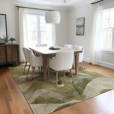 Addison Rugs Chantille Indoor/Outdoor Contemporary Abstract Olive Washable Rectangle Rug, 9' x 12'