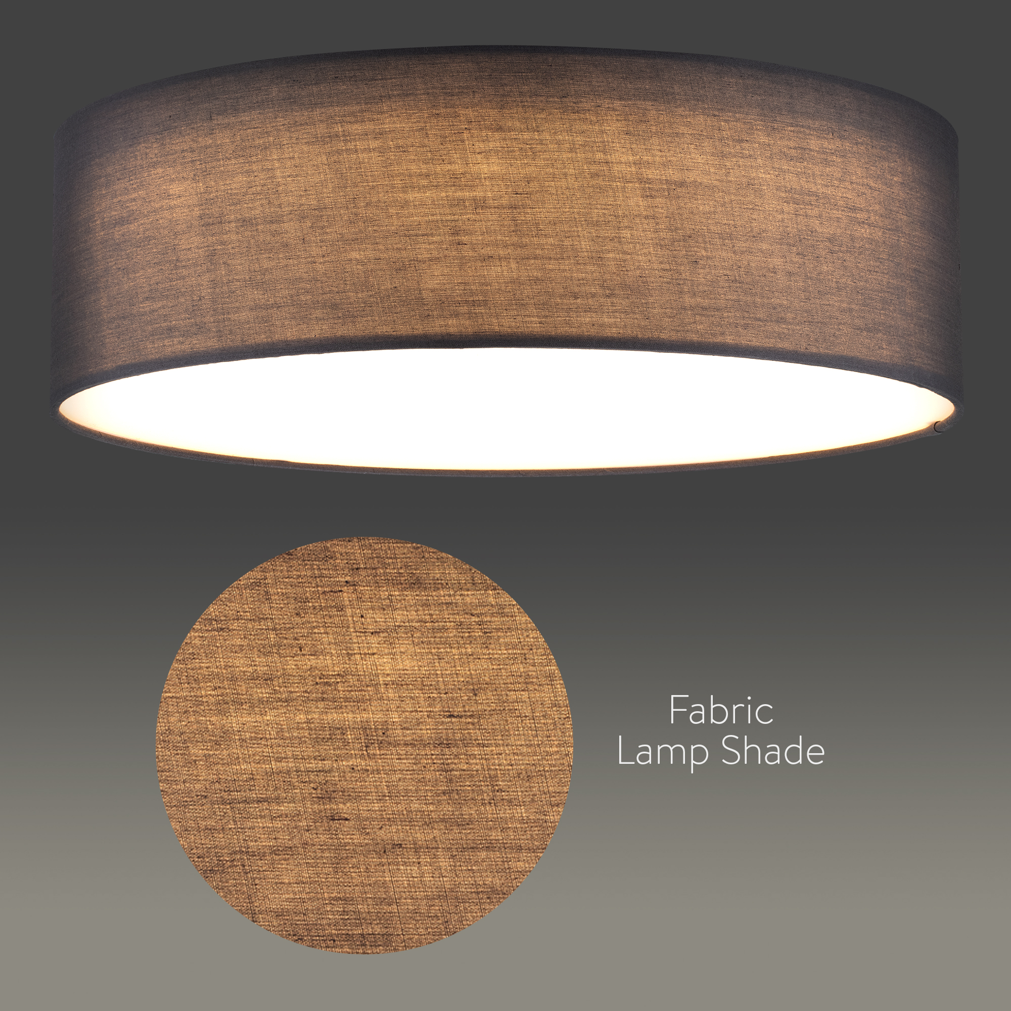 Navaris Flush Mount Ceiling Light - 15.75" Diameter Drum Lamp Shade LED Fixture with Remote Control for Bedroom, Living Room, Kitchen - Dark Gray
