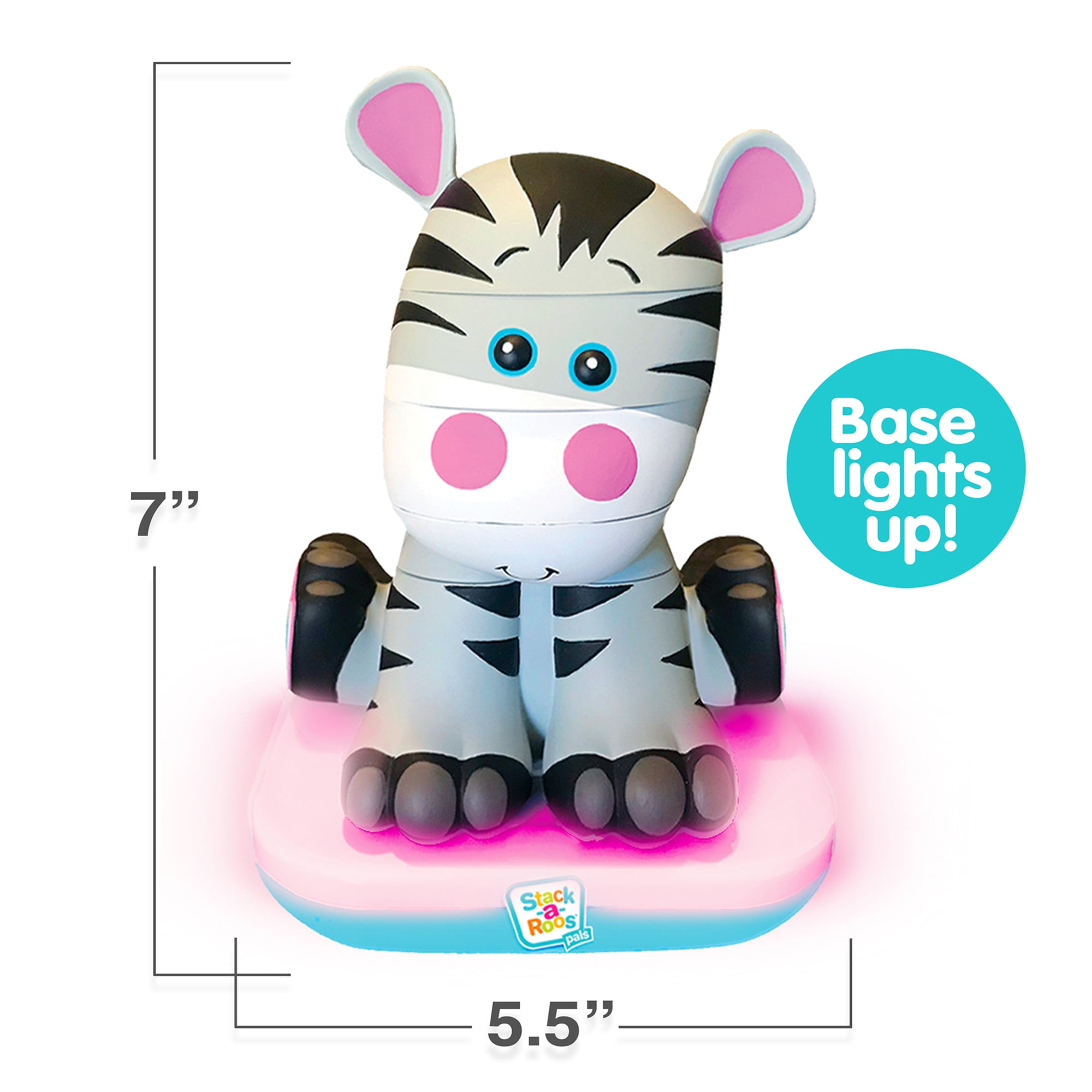 Stack-a-Roos Pals: Baby Zebra - Lights & Sounds, Kids Ages 12+ Months, 5 Piece Stacking Animal Tower, Counting & Stacking, Toy