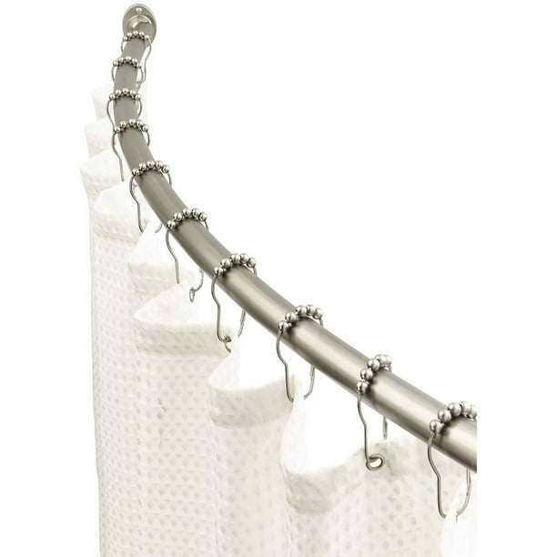 Bath Bliss Wall Mountable Curved Adjustable Shower Rod in Stainless