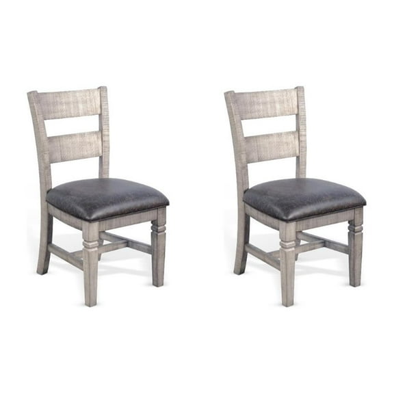 Pemberly Row Modern / Contemporary Ladderback Dining Chair in Gray (Set of 2)