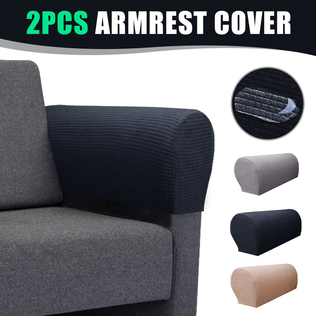 2pcs Waterproof Premium Stretch Checkered Furniture Armrest Covers