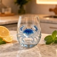 thumbnail image 4 of Clearance! STIJGGN Clear Glass Cups, Ocean Animal Spotted Crab Artisan Glassware Collection, Novelty Ocean Drinking Stemless Wine Glasses, Gift for Friends Family, 4 of 7