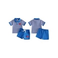 thumbnail image 2 of Loicainy Baby Toddler Boy Independence Day Clothes 6 12 18 24 Months 2T 3T 4T Short Sleeve Lapel Flag Embroidery Striped Shirt Drawstring Shorts Outfits, 2 of 9