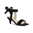 thumbnail image 1 of BLISSFUL STEP Women Open Toe Ankle Bow Tie Mid Heels Sandals Black 8.5, 1 of 7