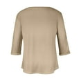 thumbnail image 5 of Mikilon Women Plus Size V-Neck Tops Summer Casual Loose 3/4 Sleeve Blouses Solid Color Shirts, 5 of 5