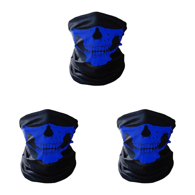 Skull Face Mask Half Face Cover for Motorcycle Riding Cold Weather Neck Warmer Scary Halloween Mask Skeleton Costume Multi Functional Seamless Headscarf for Men Outdoor Activities
