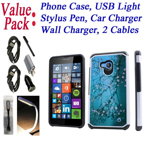 Value Pack ! for Microsoft Lumia 640 RM1109 Phone Case Dual Layer Hybrid Hard Back Scratch Shield Slim Shock Bumper Cover Dawn Blossom