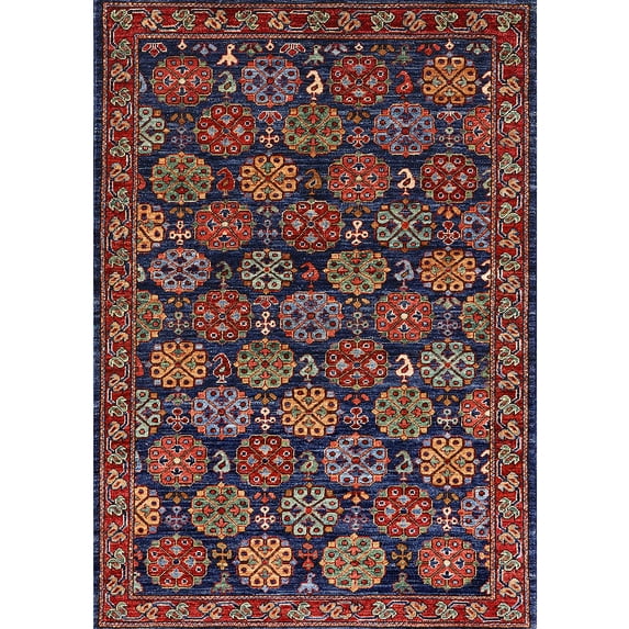Ahgly Company Indoor Rectangle Mid-Century Modern Deep Red Oriental Area Rugs, 5' x 8'