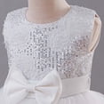 thumbnail image 6 of CUZIBR Girls Tutu Sequins Dresss Sleeveless Solid Color Floral Embroidery Glitter High Waist Tulle Long Dresses Party Formal Elegant Wedding Birthday Gowns,White,3-4 Years, 6 of 8