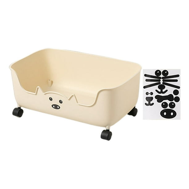 Caja de almacenamiento con ruedas para debajo del escritorio, ideal para oficina, cocina y dormitorio. Beige