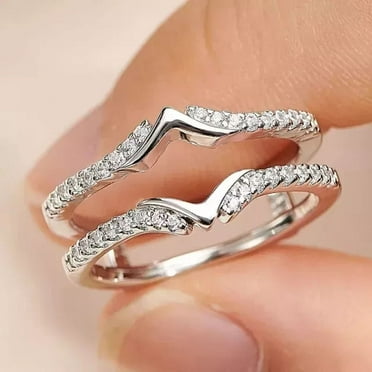 1 CT Round Cut Lab-Created Diamond Enhancer Wedding Ring Guard Wrap 14k White Gold Plated
