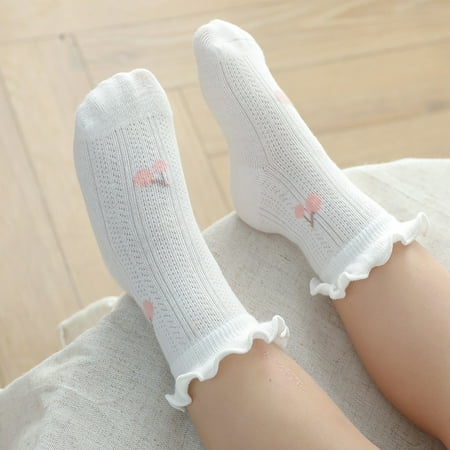 

Yesbay 2 Pair Kids Socks Cartoon Pattern All-match Good Elasticity Toddlers Mesh Short Socks for Summer