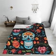 thumbnail image 2 of LNWH Skull of Death Pattern Throw Blanket, Flannel Sofa Blankets for All Seasons, 60"x50", 2 of 8
